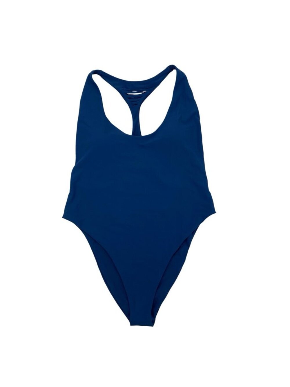 AERIE SCOOP NECK ONE PIECE SWIMSUIT SIZE XXL BLUE RACERBACK CUTOUT ACCENT Cheeky